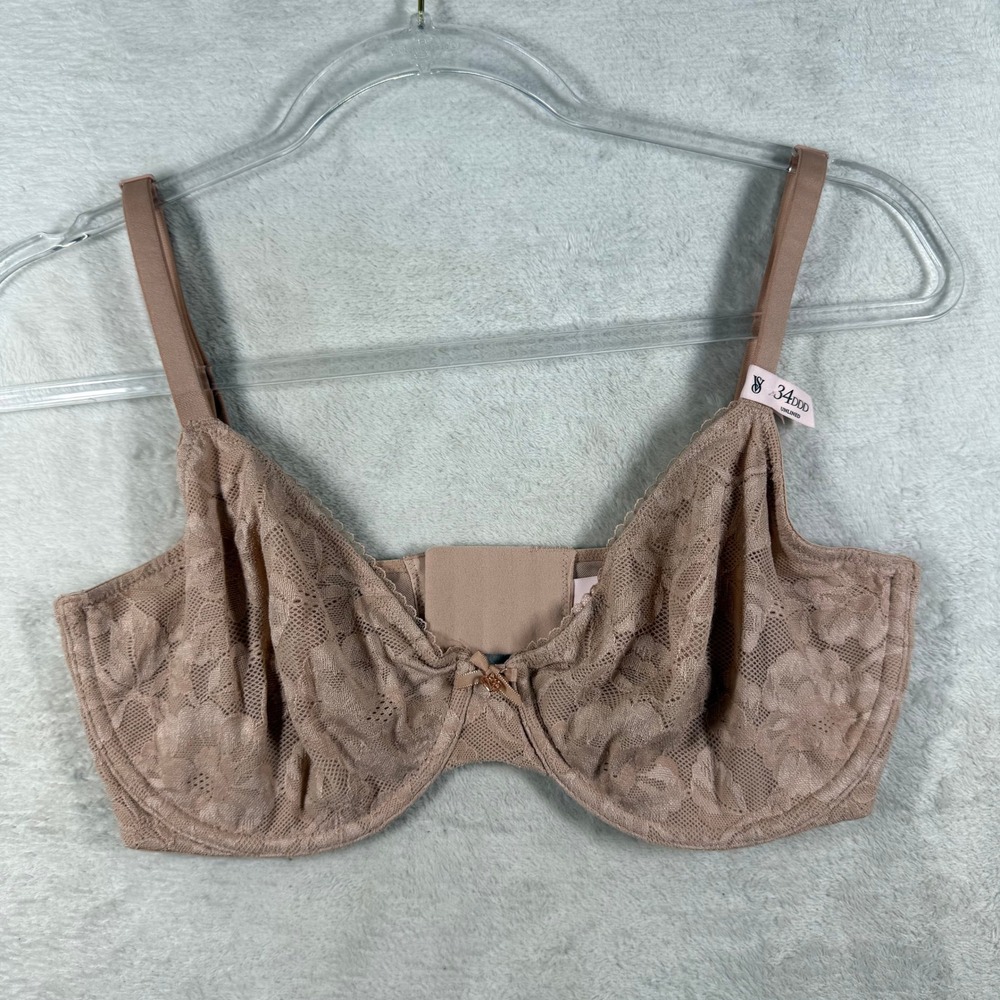 Victoria's Secret Body By Victoria Unlined Demi Lace Bra 34DDD Nude 164142-SEQ